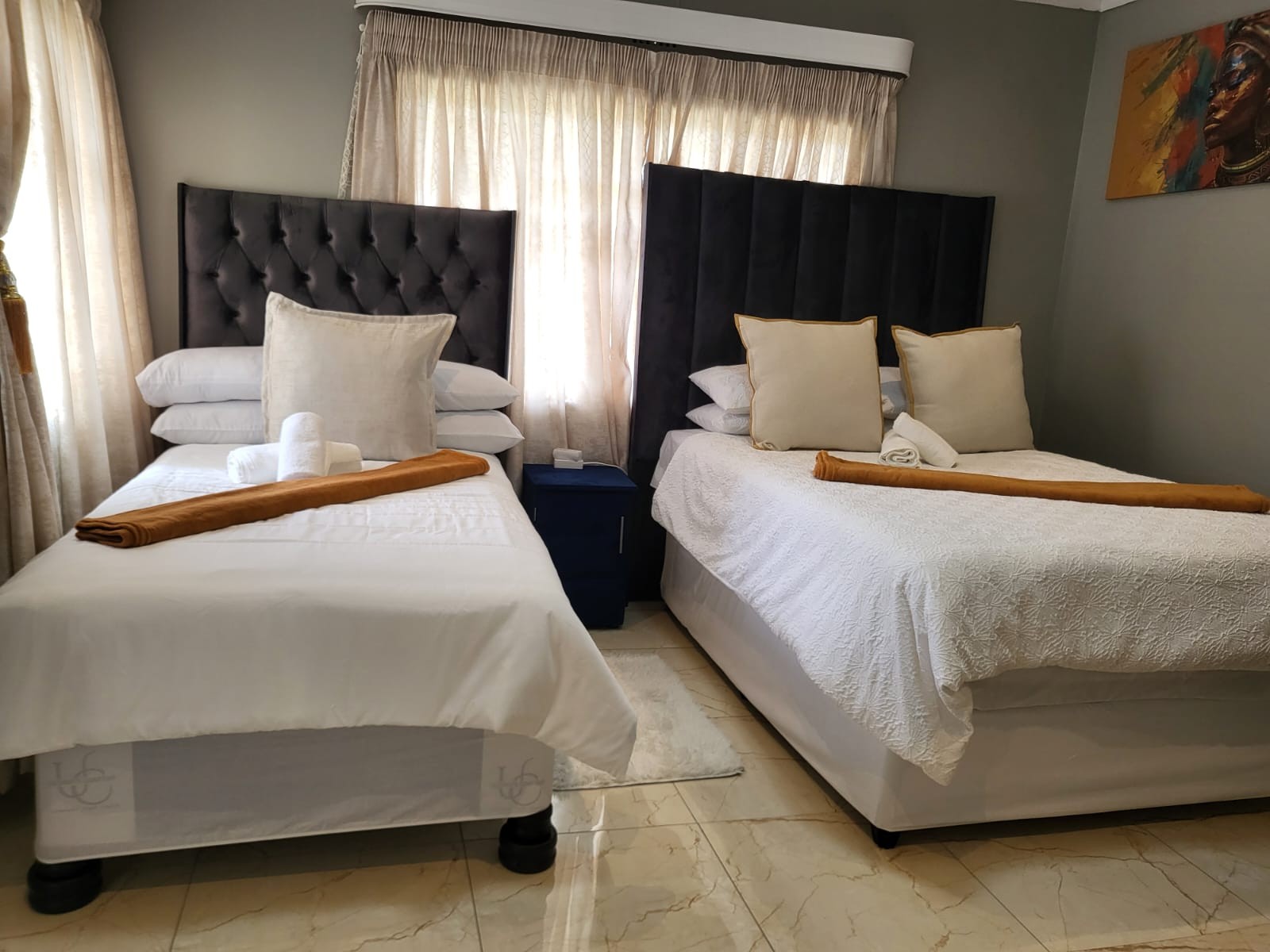 Room 1 double bed and single bed